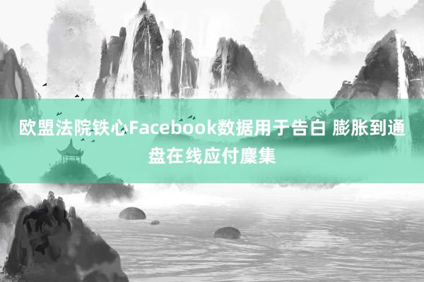 欧盟法院铁心Facebook数据用于告白 膨胀到通盘在线应付麇集