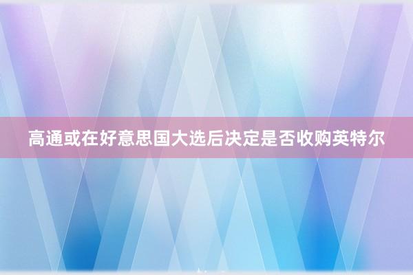 高通或在好意思国大选后决定是否收购英特尔