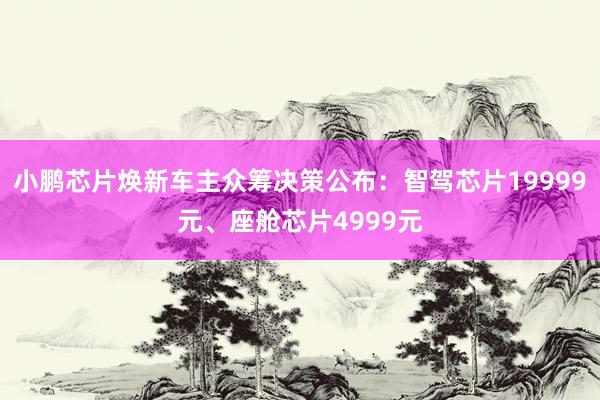 小鹏芯片焕新车主众筹决策公布：智驾芯片19999元、座舱芯片4999元